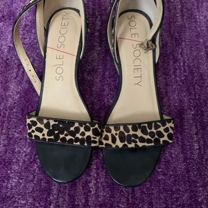 Sole Society animal print wedge sandals